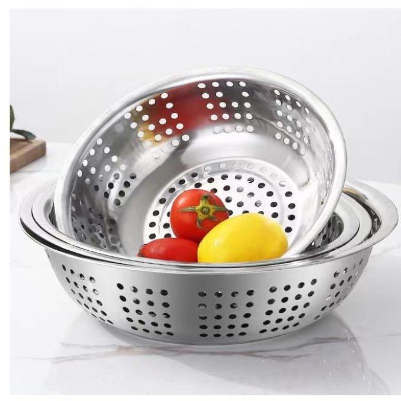 2224/2628/30/34Cm Σίτα Ρυζιού Σουρωτήρι Ανοξείδωτο Στραγγιστήρι Βοηθός Κουζίνας Μεγάλη Λεκάνη Αποστράγγισης