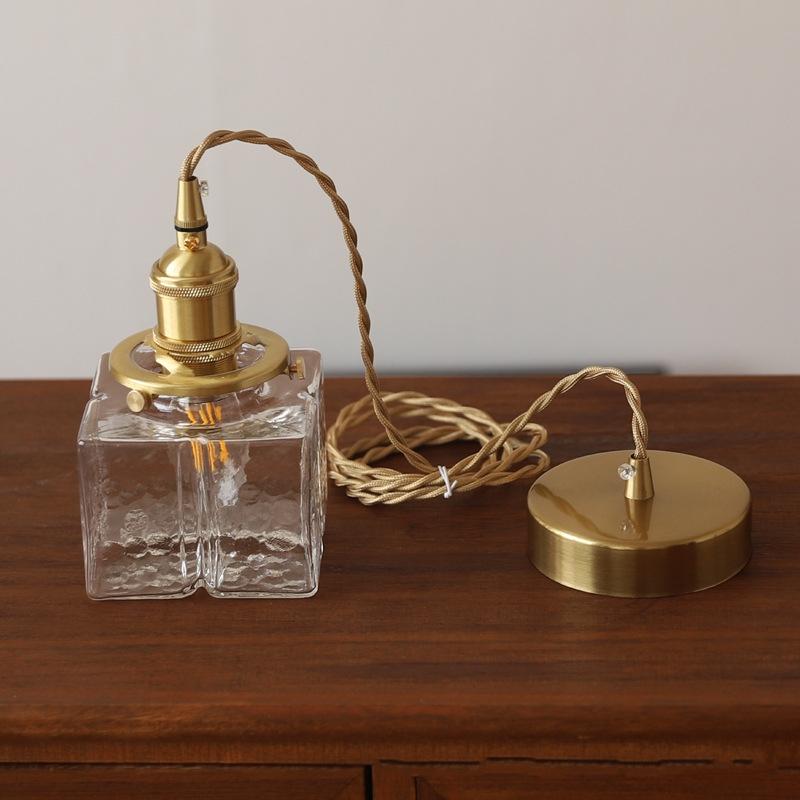 Japansk hjemmedekorasjon i glass anheng Lampe Vintage Messing Rustikk Led-tak hengende lys for soverom Spisebord lysekroner