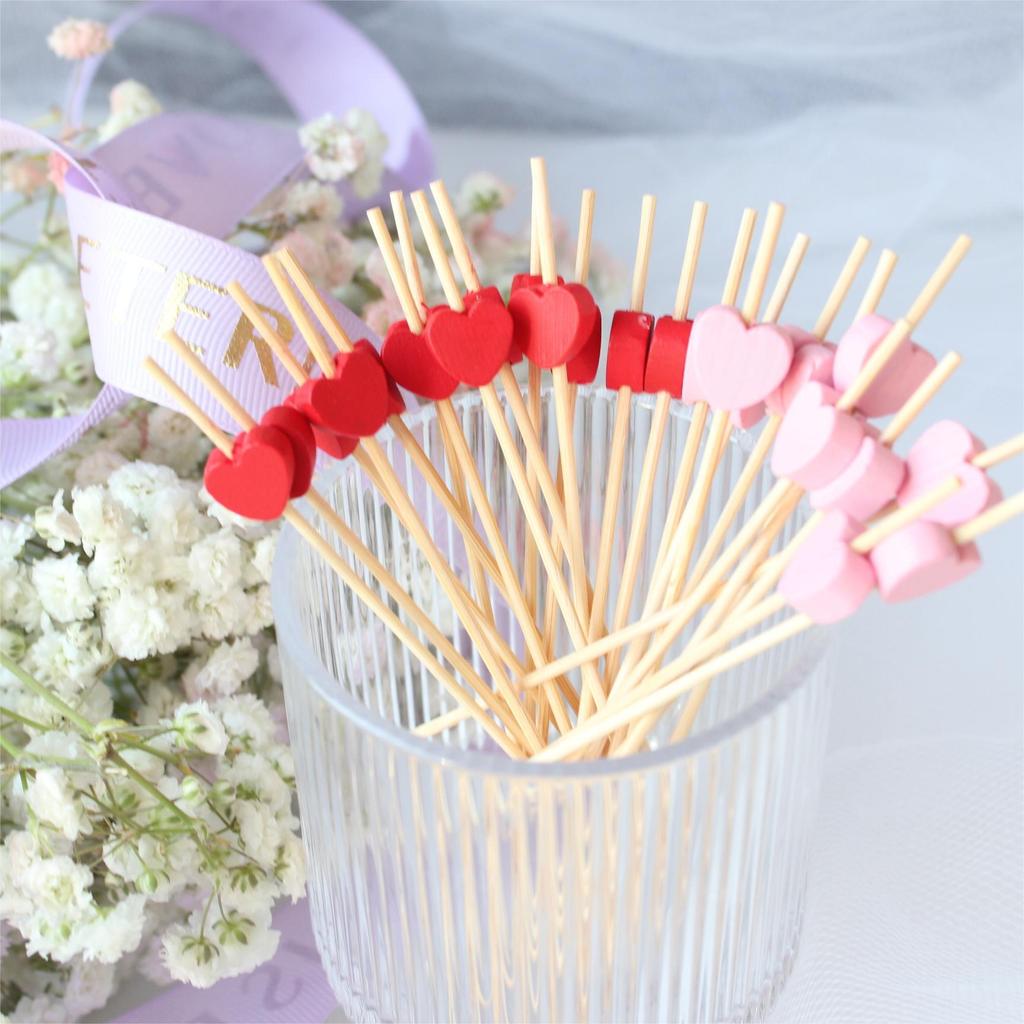 100Pcs Disposable Bamboo Skewers Food Picks Buffet Cupcake Fruit Fork Salad Vegetable Sticks Toothpick Skewer Party Cake Dessert