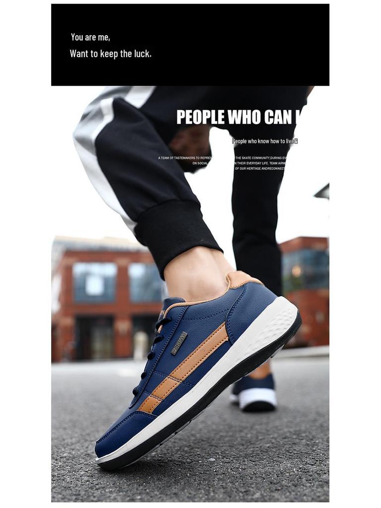 Cross-Border Plus Size Autumn & Winter Men's Leather Casual Sports Shoes - Stylish, Trendy, Lightweight Outdoor Running Sneakers
