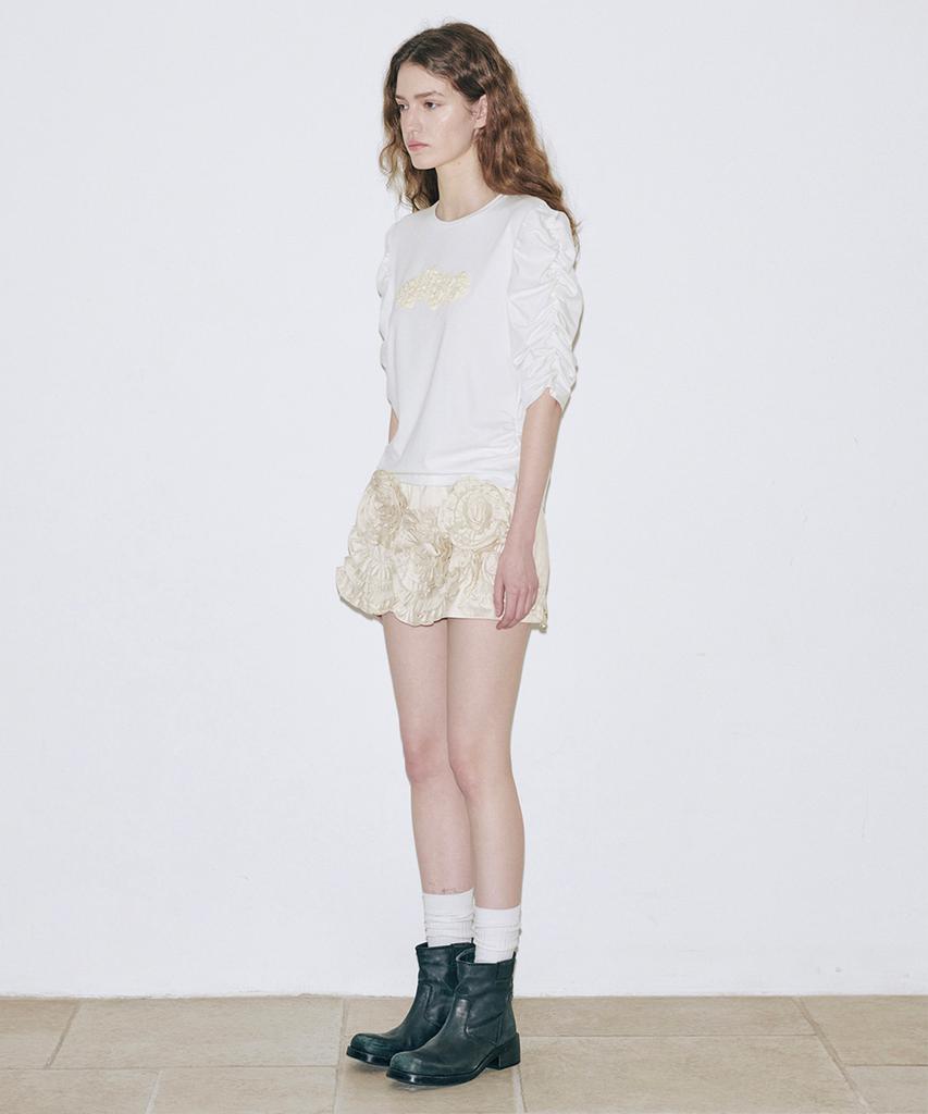 SINOON Soft Shirring T-Shirt (Cream)