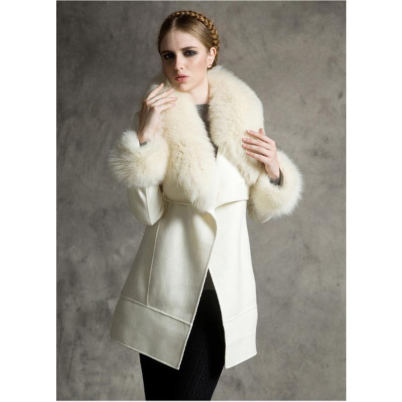 Neuer Woll Damenmantel Pelzkragen Mittel und Lang Koreanische Version Wollmantel