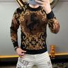 Men's Winter Slim Fit Jacquard Knit Sweater - Versatile, Warm, Trendy Round Neck Fashion