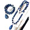 Vintage Original Design High Quality Natural Lapis Lazuli Sweater Chain Necklace Collarbone Chain