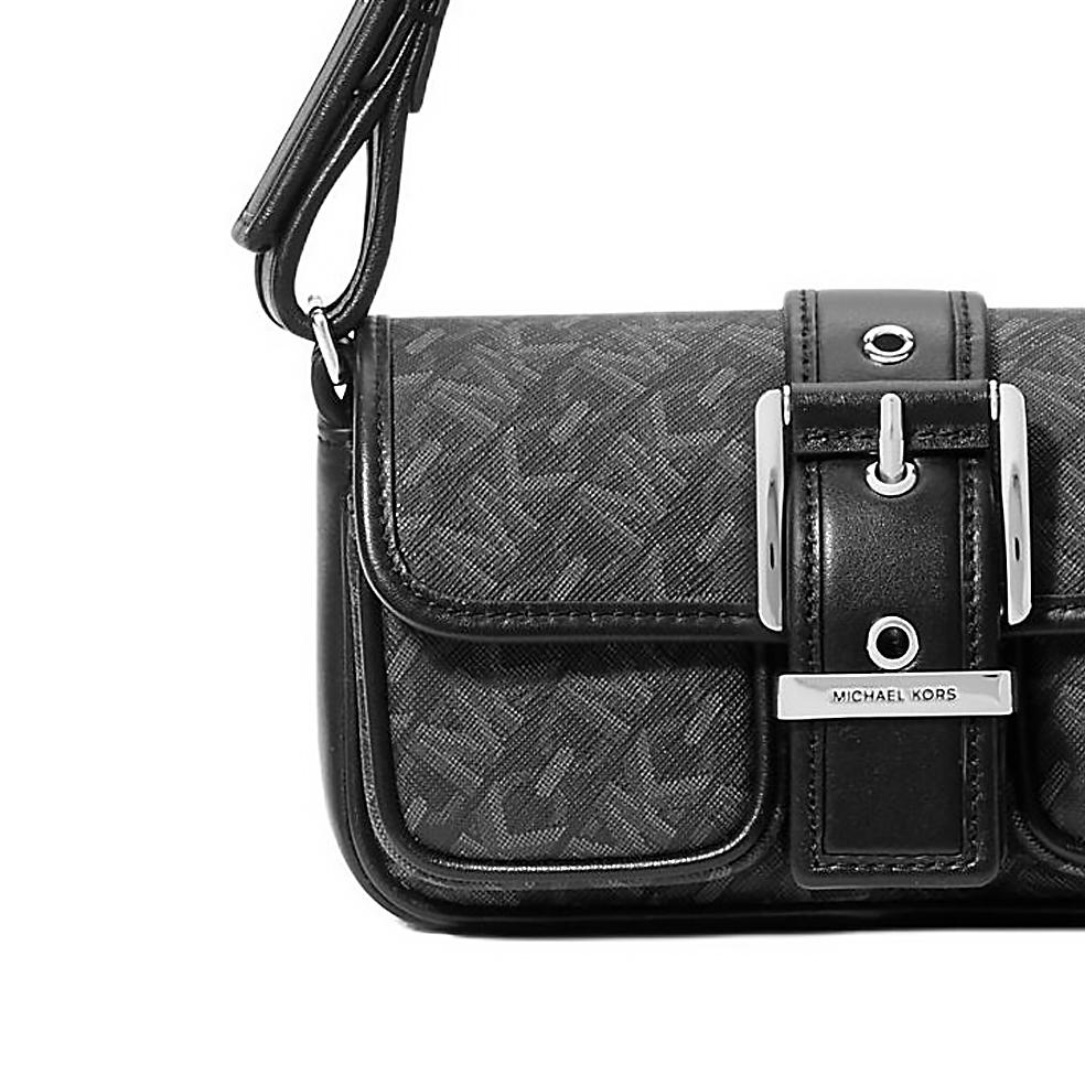Michael Kors Mk Colby Silver Hardware Snap Closure Coated Canvas Tote Shoulder Bag Women bags Black 32F4SBAU0B-BLACK