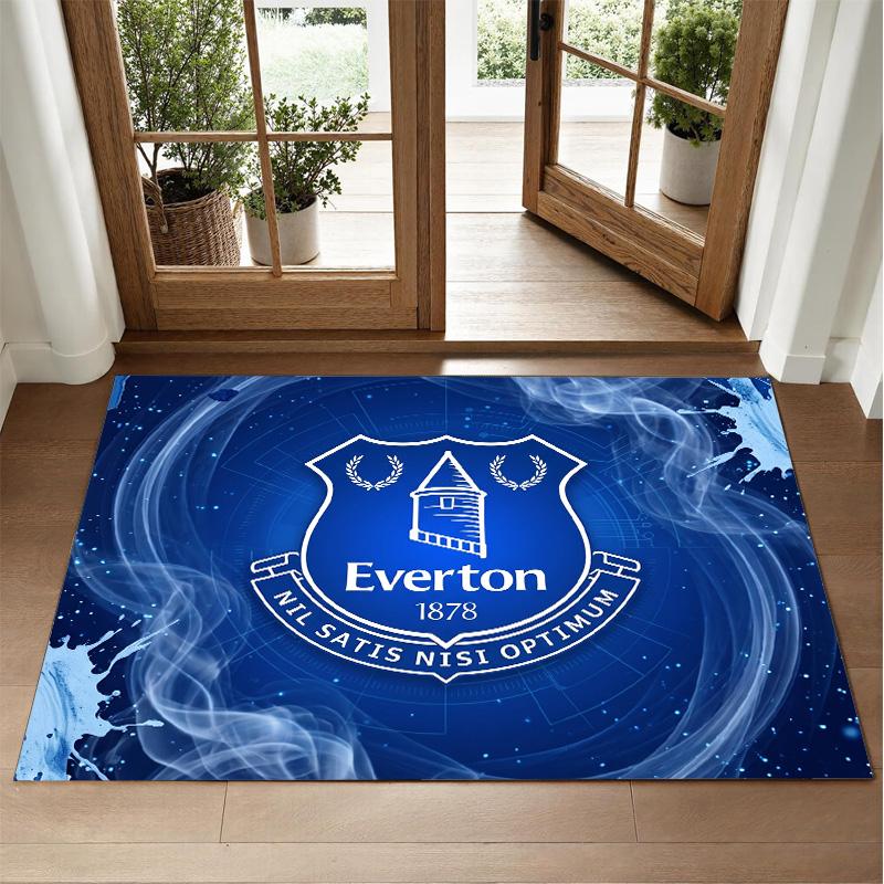 Everton Football Design Crystal Velvet Rug Soft Decorative Mat for Bedroom Entrance