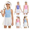Vestido de Tênis Colorblock Sem Mangas para Meninas com Shorts Embutido Barra Bolha Vestido de Sol Esportivo para Golfe Roupa Casual
