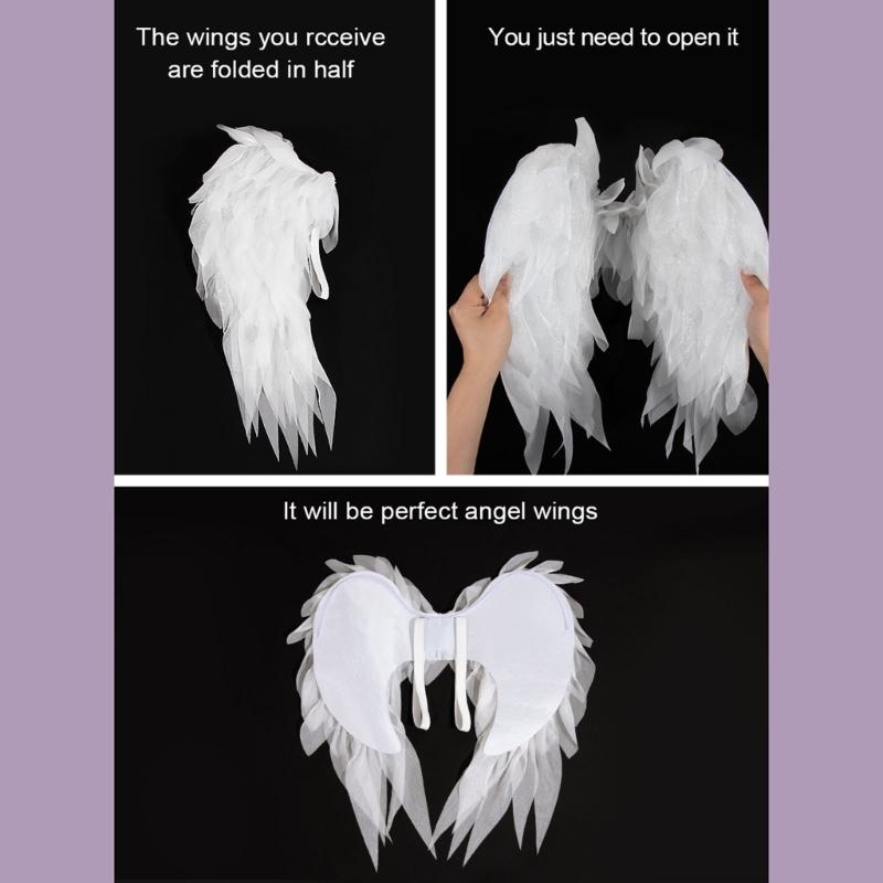 Angel Costume Accessory with Halos Headband Fairys Angel Wing Fairys Angel Wing for Halloween Cosplay Photograph Prop