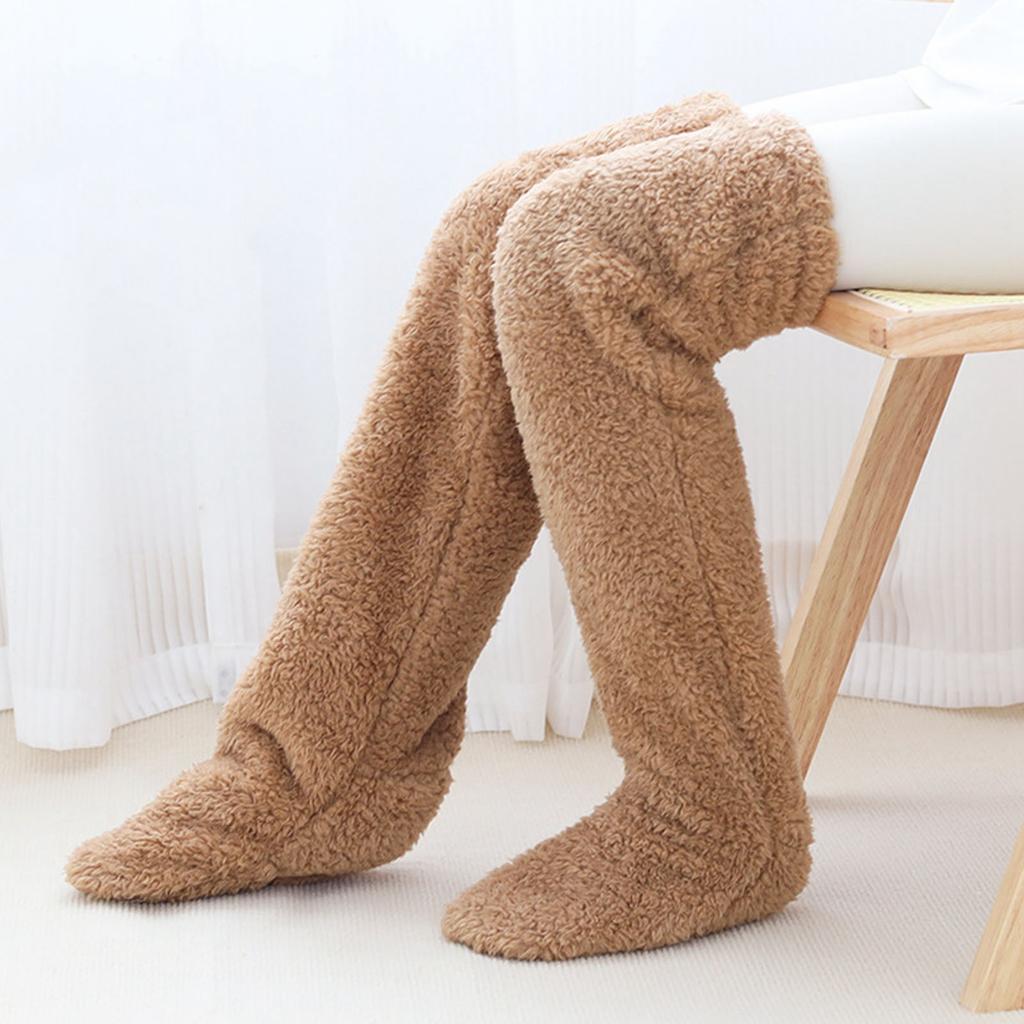 Over Knee Fuzzy Socks Winter Home Sleeping Soft Thick Breathable Plush Stockings Leg Warmer