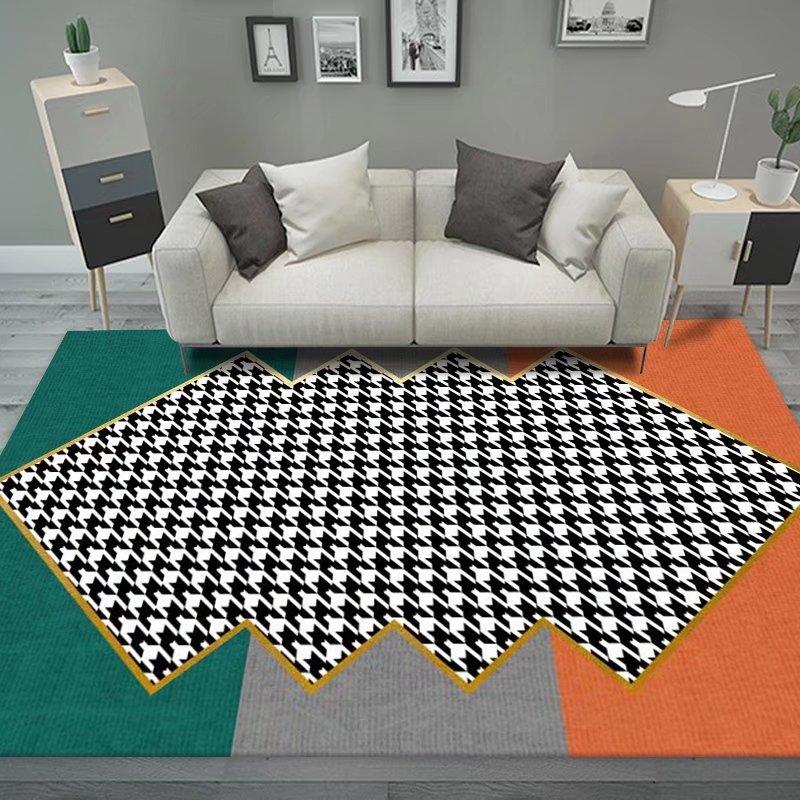 Soft Orange Living Room Carpet European Geometric Home Decoration Rug Washable Cloakroom Floor Mat Large Size Bedroom Rugs 2x3m