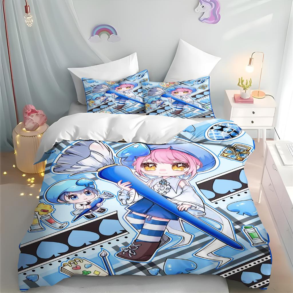Cartoon Shugo Chara Duvet Cover 3-Piece Set Children Hinamori Amu Cute Polyester Soft Breathable Comforter Animation Bedding Set
