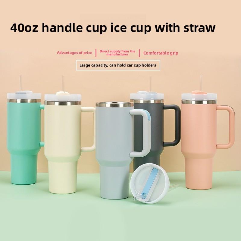 New Cross border 40oz Handle Cup Ice King Cup with Insulated and Cold Insulation Straw Coffee Cup Stainless Steel Insulated Cup
