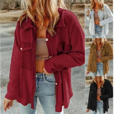 Autumn New Pockets Fashion Loose Casual Jacket Women Winter Long Sleeve Button Up Women's Coats Plus Size Elegant Simple Ladies Jackets Tops 25025