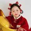 Braid Hair Children Wig Headband Flower Red Bow Hairband Cute Chinese New Year Headwear  Girls