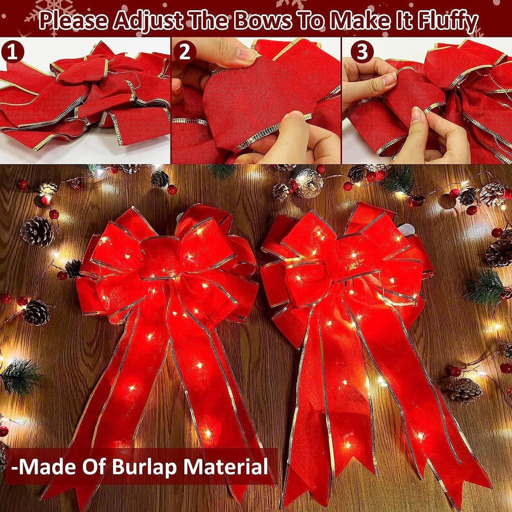 Velvet Ribbon Christmas Tree Topper Bow Ornament