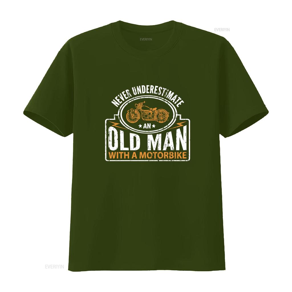 Motorbike T Shirt Biker MOTORCYCLE Never Underestimate An Old Unisex Unisexs Funny vintage Washed homme Comfortable fashion Unisex