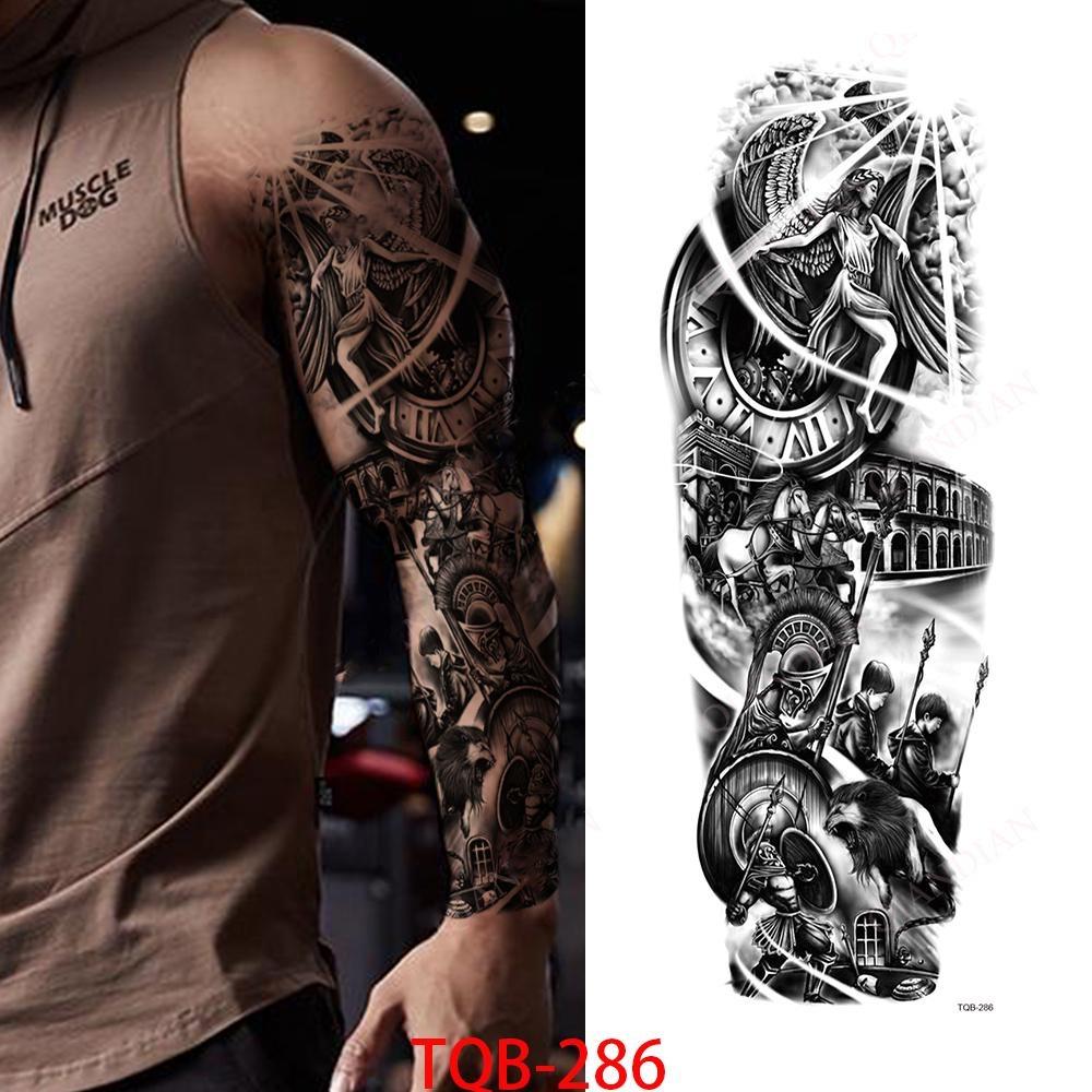 1 PC 480*170MM Full Arm Leg Temporary Tattoo Sticker for Women Men Waterproof Skull Compass Sexy  Tattoo Body Art Fake Flower Tattoo Paper Sticker