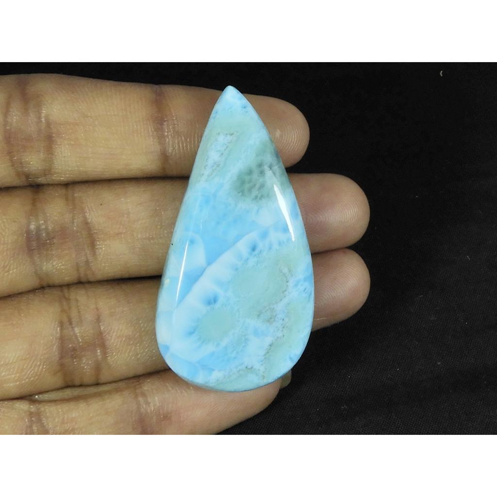 23X45X7MM Larimar Bleu Naturel Cabochon Poire Pierre Précieuse Libre 69Cts. LR-54