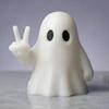 Modern Ghost Table Decor Halloween Figurine with Peace Sign, Spooky White Matte Statue, Cute Tabletop Ornament for Shelf, Party Gift One-piece Printed