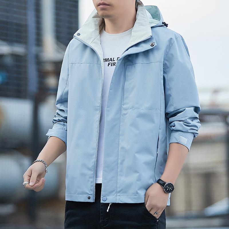 

Куртка мужская весна и осень новый стиль куртка мужская красивая повседневная с капюшоном рабочая куртка мужская 4XL синий
