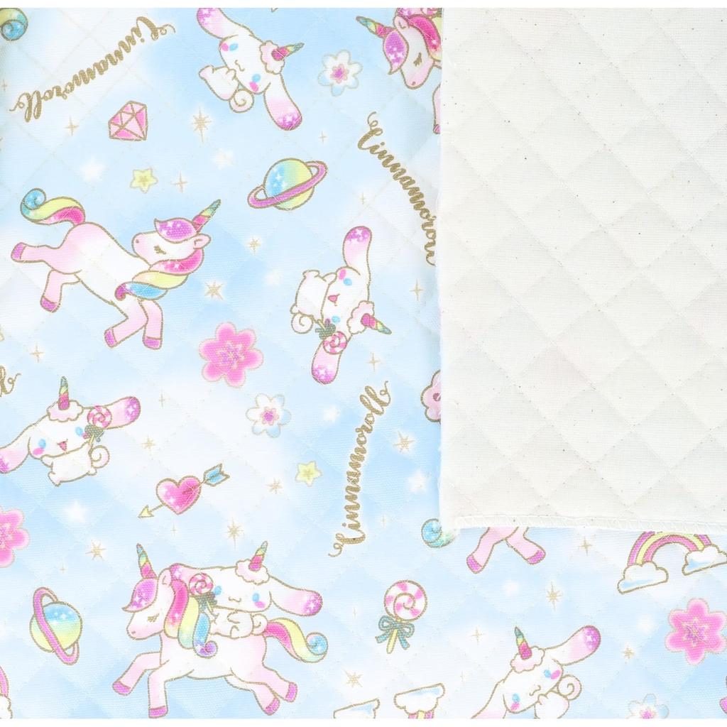 KIYOHARA Sanrio Characters Quilting Fabric, Cinnamoroll and Rainbow Unicorn, Approximately 109cm Wide x 50cm Cut, Blue, 823504-50