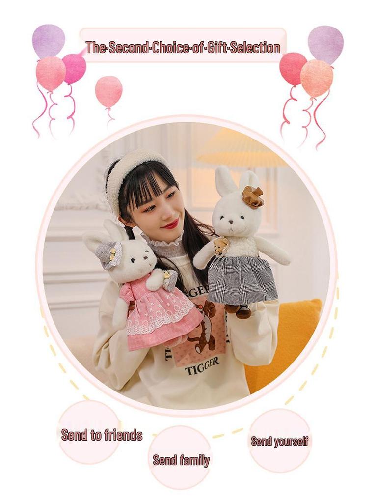 Adorable Rabbit & Bear Plush Toy, Eight-Inch Claw Machine Doll, Valentine's Day Gift