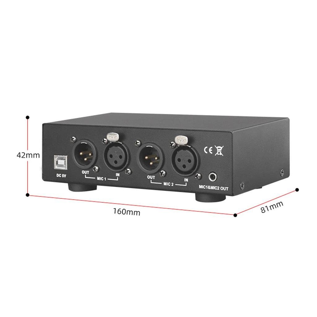 Phantom Power with XLR Cable and 3.5mm Sound Cable, Dual Microphone, 48V Power Supply for Condenser Microphones and Music Recording Equipment, High