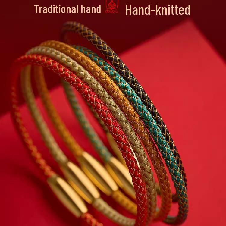 Five Elements Dragon Scale Couple Bracelet - Handwoven Magnetic Bangle, Qixi Gift