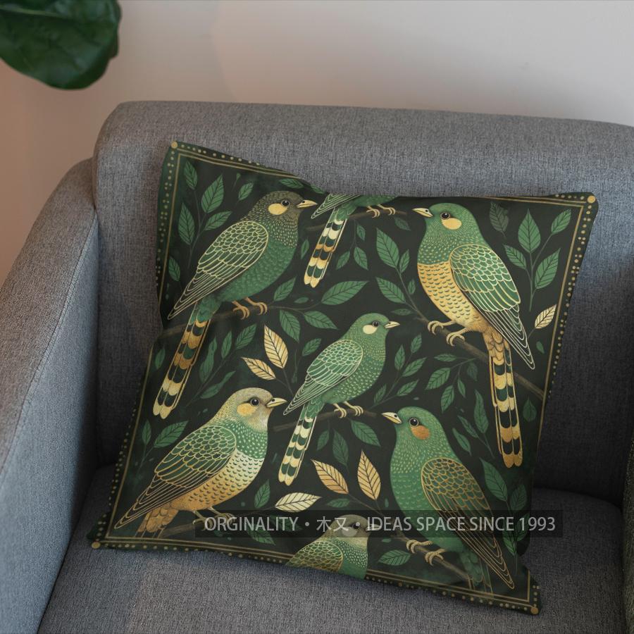 2D Exquisite Birds Pattern Decorative Throw Pillow Pattern Cushion Cover Suitable For Sofa Bedroom Car Pillow Cover