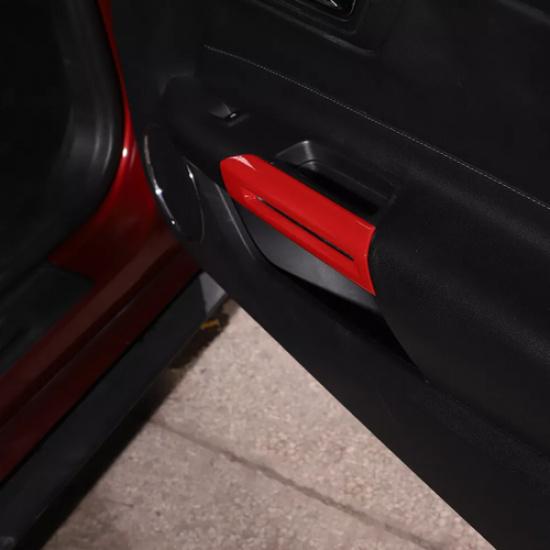 For 2015-2025 Ford Mustang ABS Red Interior Inner Door Armrest Handle Cover Trim