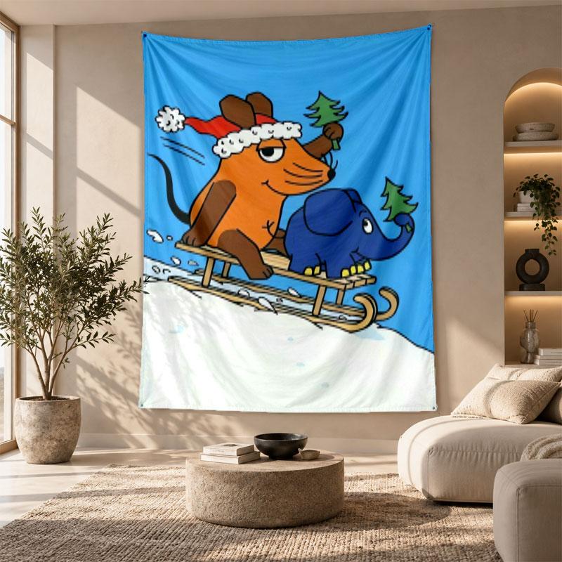 Arazzo Decorativo, Arte da Parete Stampata 'La Spedizione con il Topo', Appeso da Parete Leggero per Sfondo della Camera da Letto