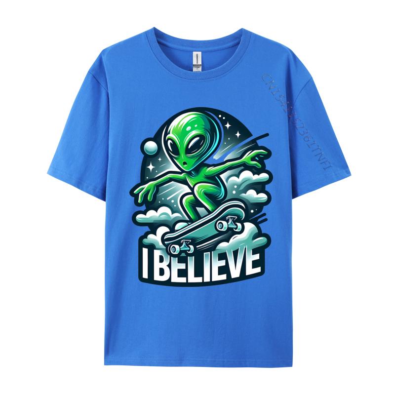 I Believe Skater Alien T Shirts Company Tops Shirts Pure Cotton Tees Anime Printed Tshirts Funny Shirts
