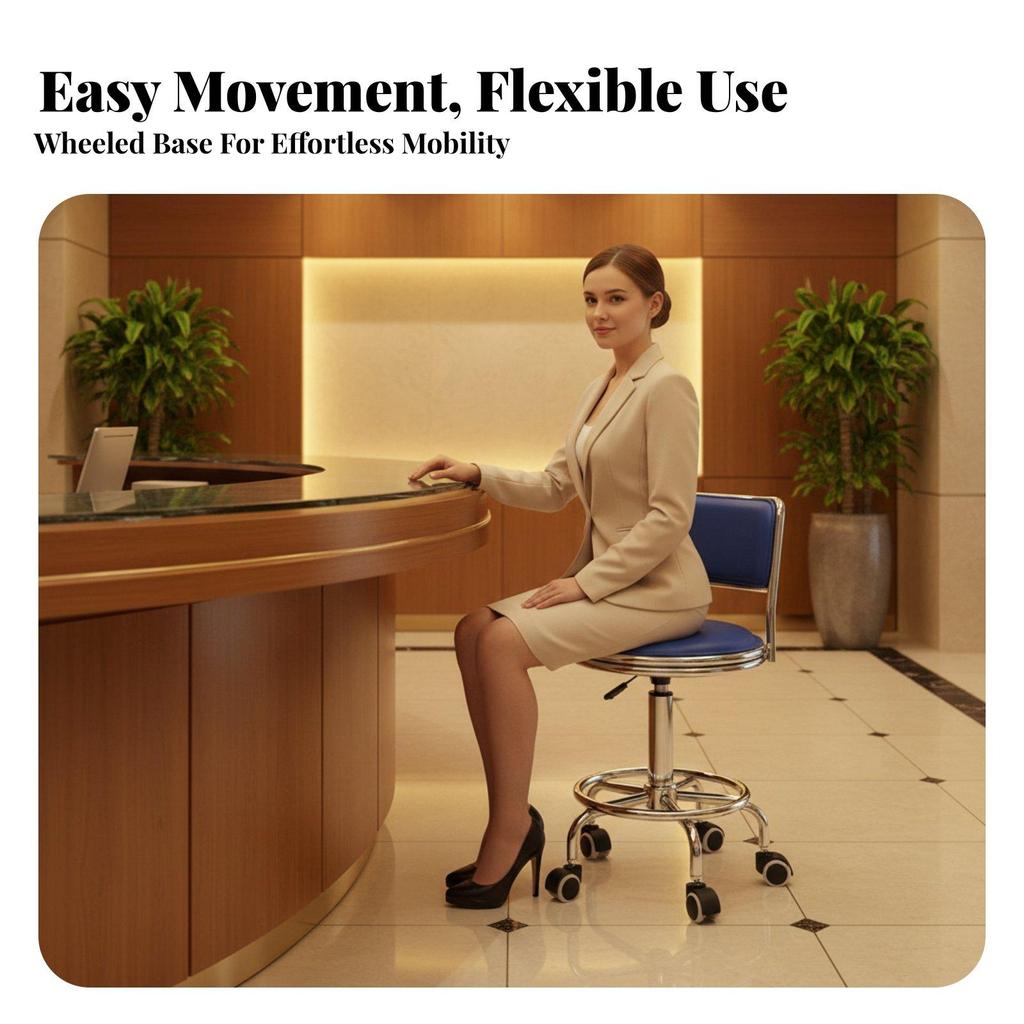 Adjustable Pedestal Stool 360-Degree Swivel Low-Back for Adults