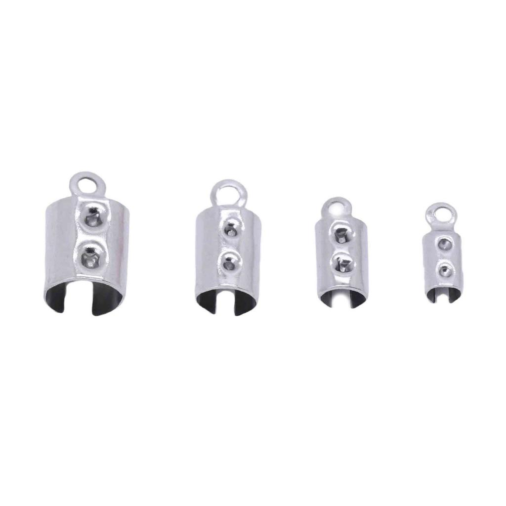 10pcs Round Edge Cord End Clip Stainless Steel Rope Clamps Jewelry Crafting Accessories Bracelet Necklace Connector