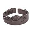 Adjustable Unisex Vintage Oxidized Copper Silver-Plated Geometric Ring With Hand-Carved Leshan Motif