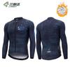 Mens Winter Thermal Cycling Jersey Long Sleeve Fleece Windproof Bike Top Road