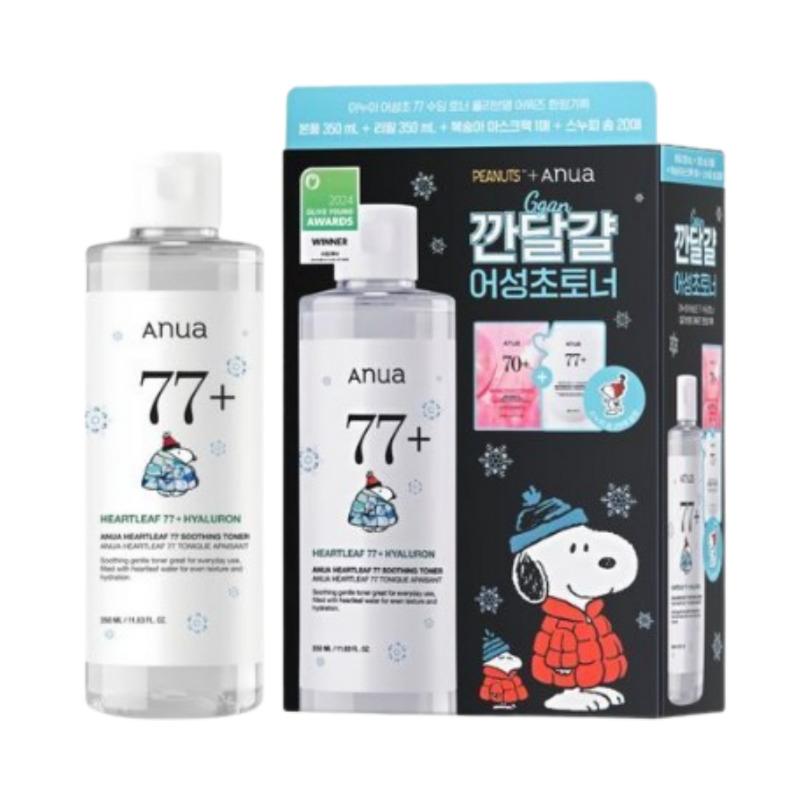 Anua Houttuynia Soothing Toner 350ml + 350ml Awards Limited Edition (+Snoopy Cotton Pads 20 Sheets + Peach Mask 1 Sheet)