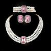 Imitation Gem Pearl Jewelry Set White Pearl Bead Necklace Earring Necklace Bracelet Set Multi-layer Bead Matching Jewelry