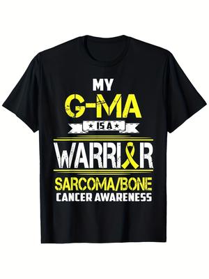 G Ma Is a Warrior Sarcoma Bone Cancer Awareness T Shirt 180g Soft and Comfortable Exquisite Printing Black Round Neck S XXXL Suitable for Going Out Ca