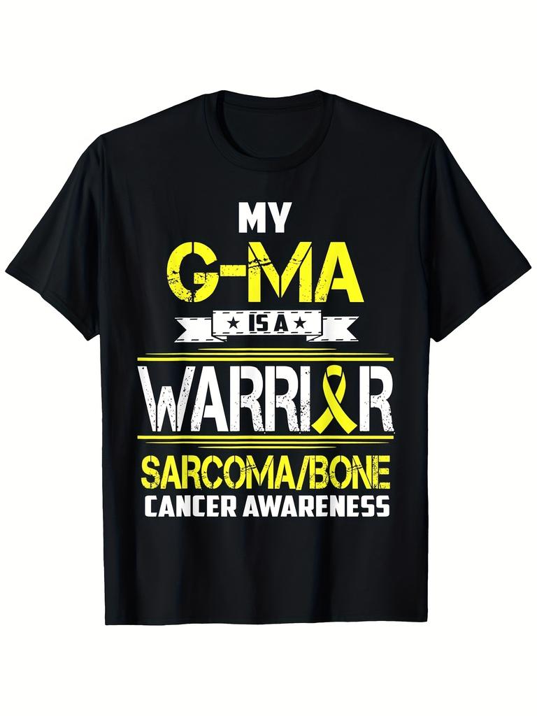 G Ma Is a Warrior Sarcoma Bone Cancer Awareness T Shirt 180g Soft and Comfortable Exquisite Printing Black Round Neck S XXXL Suitable for Going Out Ca