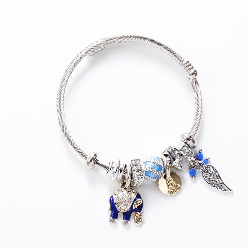 Titanium Steel Stainless Steel Adjustable DIY Thai Elephant Leaf Bracelet