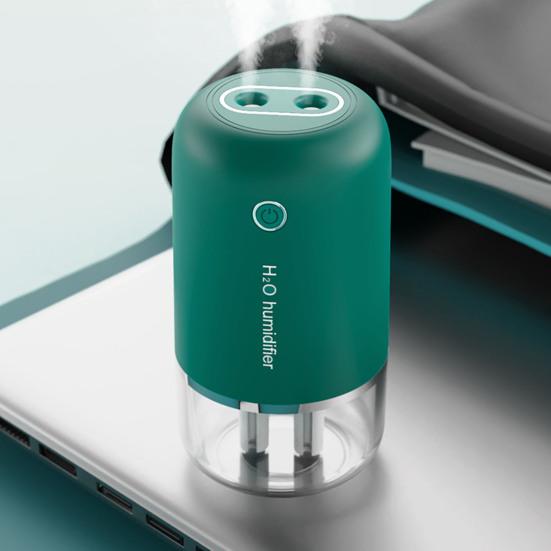 1200 mAh kabelloser Desktop-Luftbefeuchter, Doppelspray, großer Wassertank, starker Nebel, Luftbefeuchter zum Schlafen