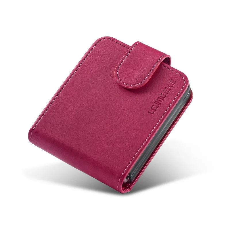Calf Pattern Leather Case for Samsung Galaxy Z Flip 7 FE 6 5 4 5G Flip6 Cards Slot Wallet Flip4 Stand Skin Ultra Thin Cover