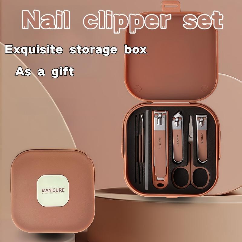 8pcs Stainless Steel Nail Clipper Set, Including a Beautiful Storage Box and Anti-splash Nail Clippers