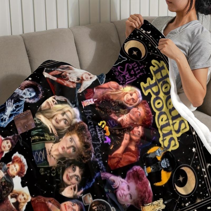 Hocus Pocus Blanket Microfiber Hocus Pocus Cartoon Movie Emotions Characters Theme Blanket -Ideal Movie Theme Gift Decoration