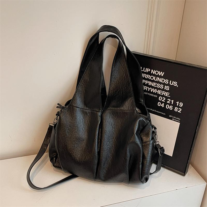 Prosta torebka damska na ramię w jednolitym kolorze, torebka o dużej pojemności, torba tote z miękkiej skóry PU, damska torebka codzienna, nowy styl