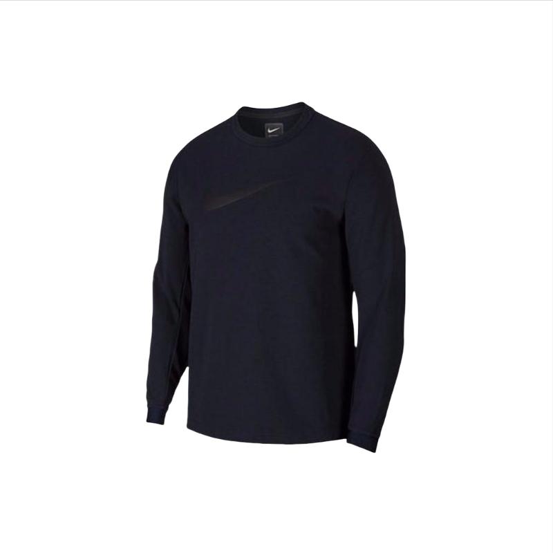 Nike Solid Color Logo Print Crew Neck Sweatshirt Men Tops Dark-Grey AR1557-475
