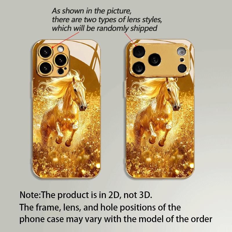 The New Running Horse Pattern Glass Phone Case Is Suitable for iPhone 17 16 15 14 13 12 11 Pro/Max/Plus Anti Drop and Shockproof