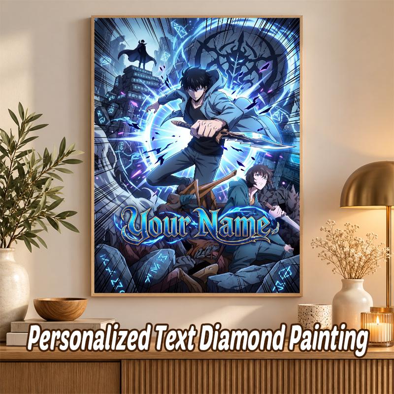 Solo Leveling Custom Name Text 5D Diamond Painting Kit DIY Full Drill Diamond Art Decoration