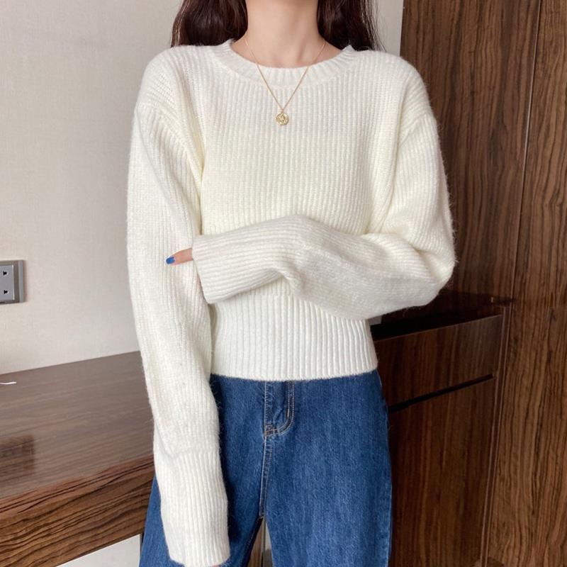 Women's Sweater Spring and Autumn Loose Outer Knitted Sweater Lazy Style Pullover Long Sleeved Knitted Sweater Top